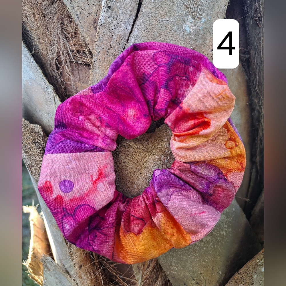 ONE Cotton Scrunchie Hair Tie Abstract Blue Purple Green Prints - Picture 8 of 16